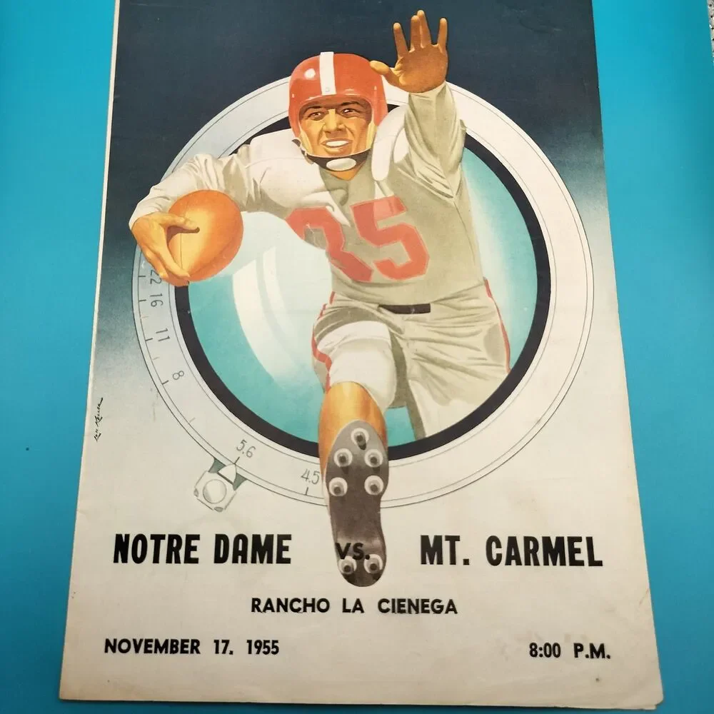 1955 Notre Dame vs. Mt. Carmel Football Program Vintage NCAA College Game